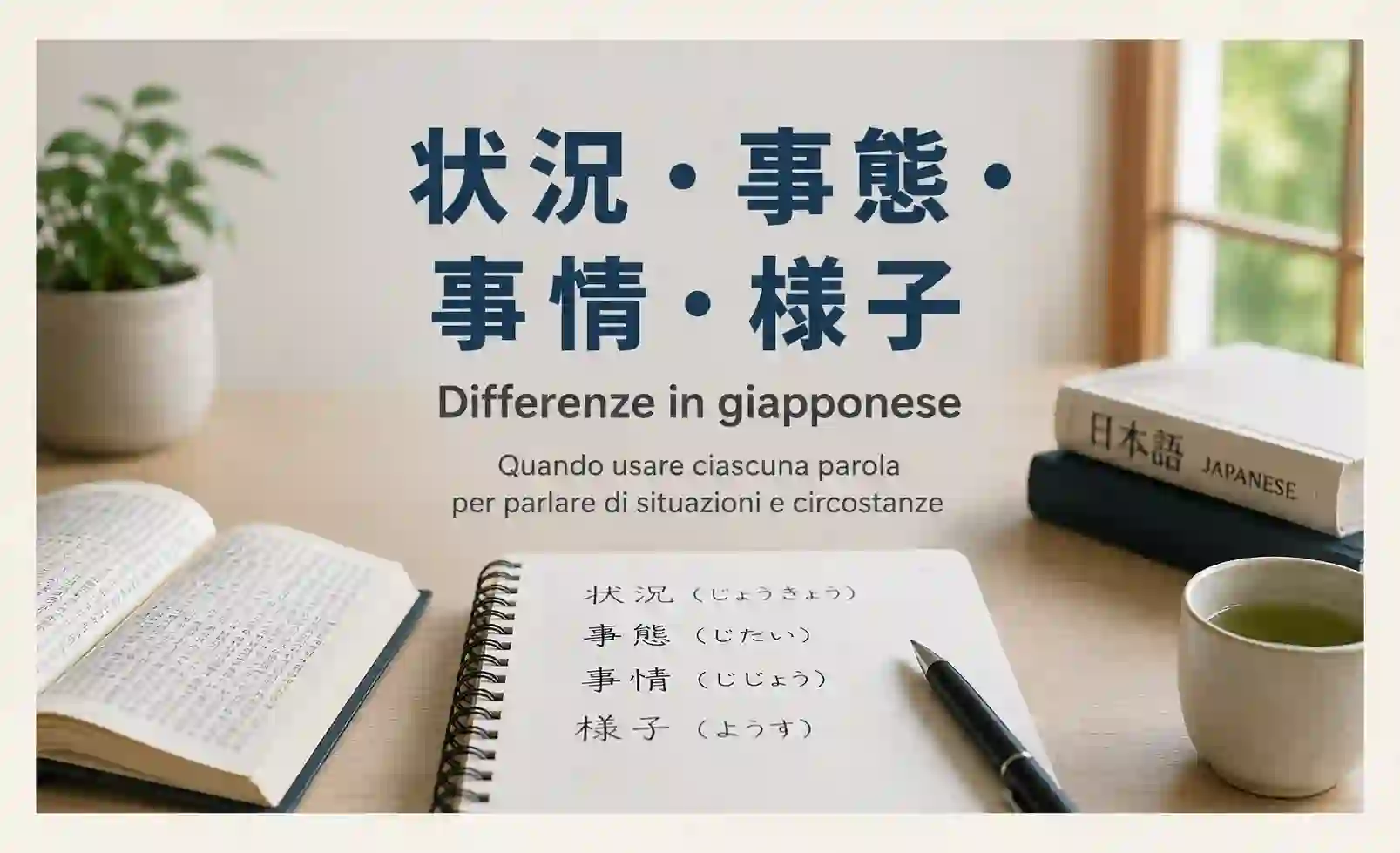 状況・事態・事情・様子 | Differenze tra situazione, circostanza, contesto e stato delle cose in giapponese