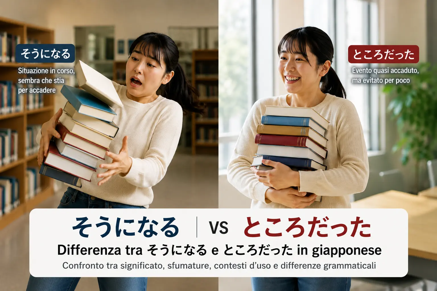 Differenza tra そうになる e ところだった in giapponese